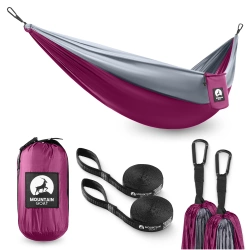 Hamac de călătorie pentru o persoană Mountain Goat gri și roz