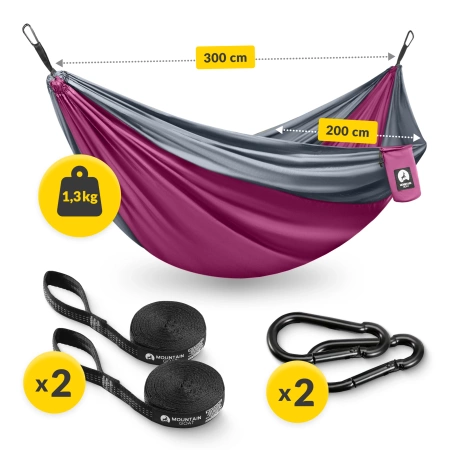 Hamac de călătorie pentru două persoane Mountain Goat gri-roz