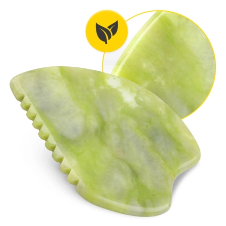 Piatra Gua Sha canelată din jad verde natural