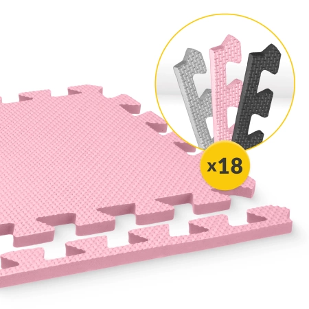 Covor puzzle educațional pentru copii 90 x 90 cm roz