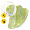 Piatra Gua Sha canelată din jad verde natural