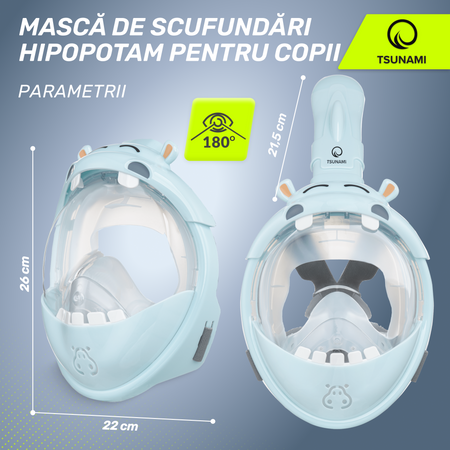 Mască de scufundare pentru copii HIPOPOTAM TSUNAMI