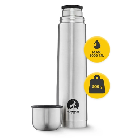 Termos de călătorie pentru cafea și ceai 1 litru argintiu