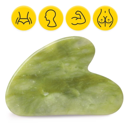 Piatra clasică Gua Sha din jad verde natural