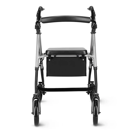 Cărucior cu patru roți cu scaun și geantă argintiu