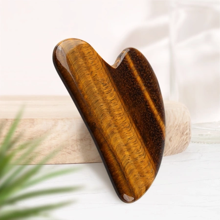 Piatra clasică Gua Sha din cuarț natural Tiger Eye