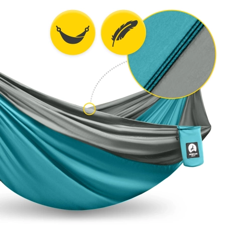 Hamac de călătorie pentru o persoană Mountain Goat gri și turcoaz