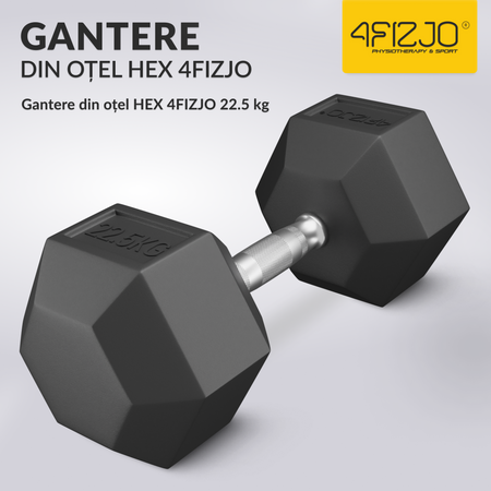 Ganteră din oțel HEX de 22,5 kg (1 Bucată)