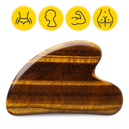 Piatra clasică Gua Sha din cuarț natural Tiger Eye