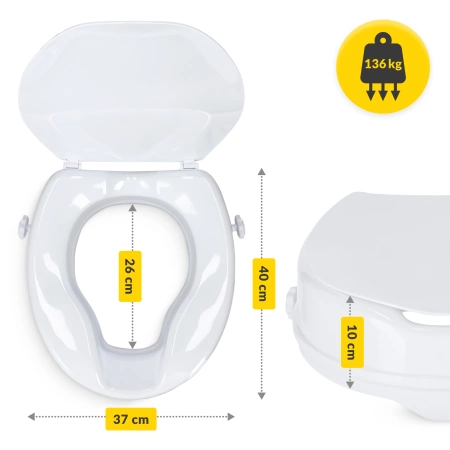 Capac pentru toaletă cu înălțime suplimentară de 10 cm