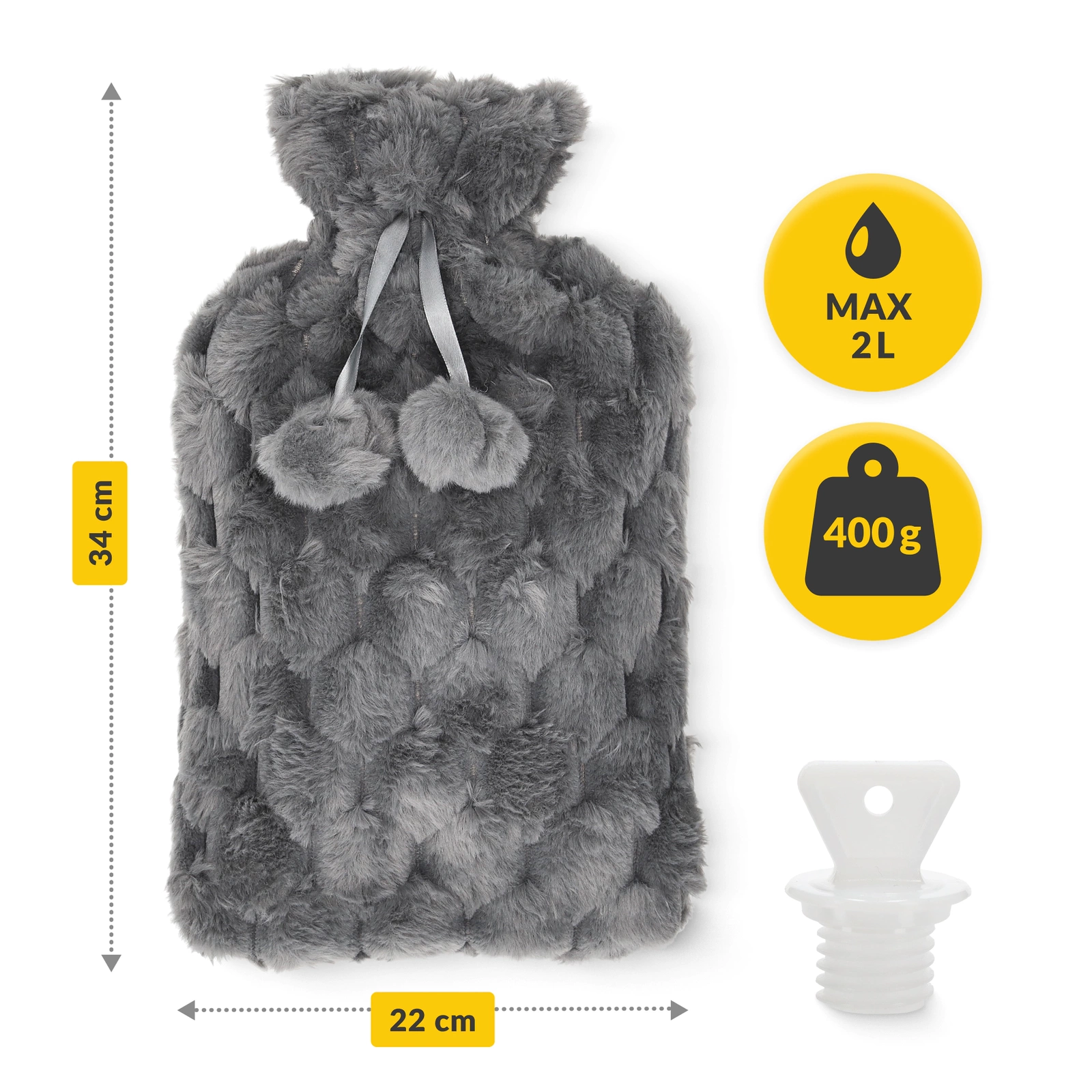 Compresă din cauciuc cu husa, 2 L