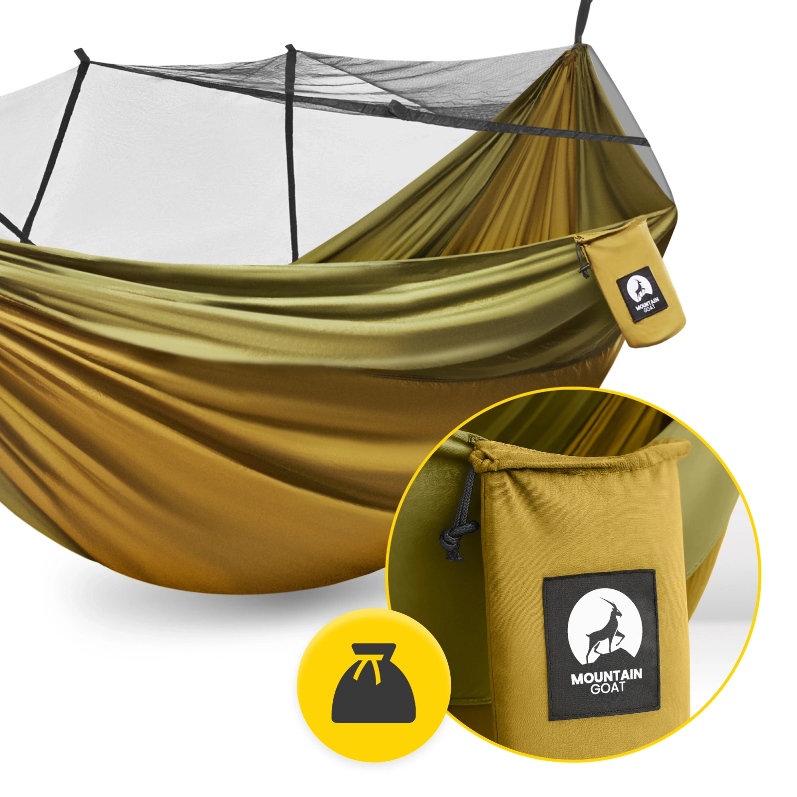 Hamac de drumeție pentru două persoane cu plasă de țânțari