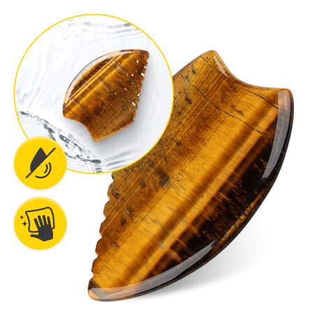 Piatra Gua Sha canelată din cuarț natural Tiger Eye