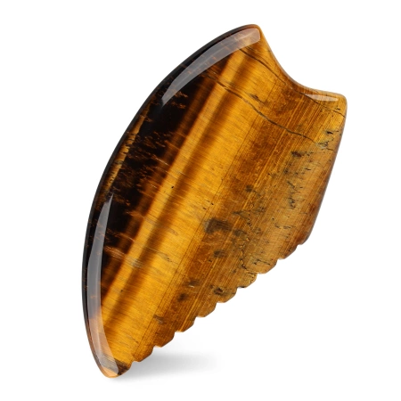 Piatra Gua Sha canelată din cuarț natural Tiger Eye