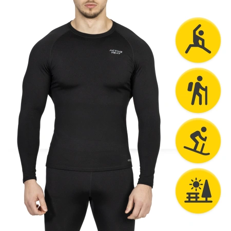 Tricou termic unisex cu mâneci lungi – negru, mărime S