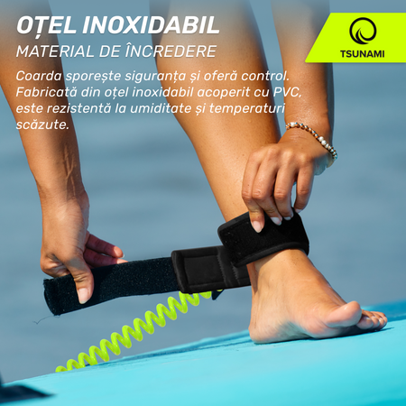 Cablu de siguranță pentru placa SUP TSUNAMI verde