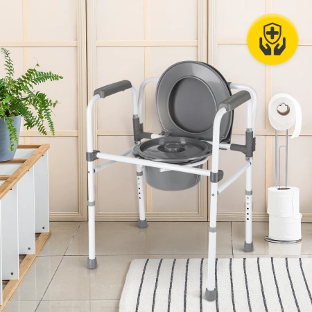 Scaun sanitar pentru toaletă 3 în 1 cu reglare a înălțimii