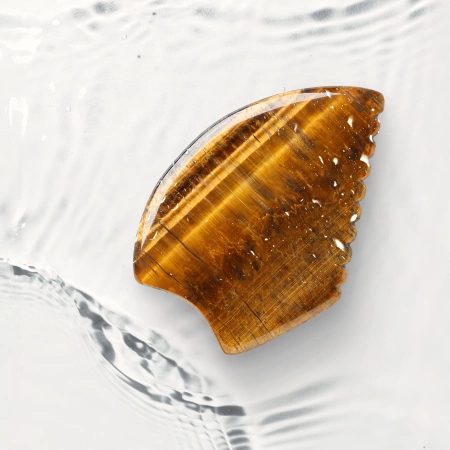 Piatra Gua Sha canelată din cuarț natural Tiger Eye