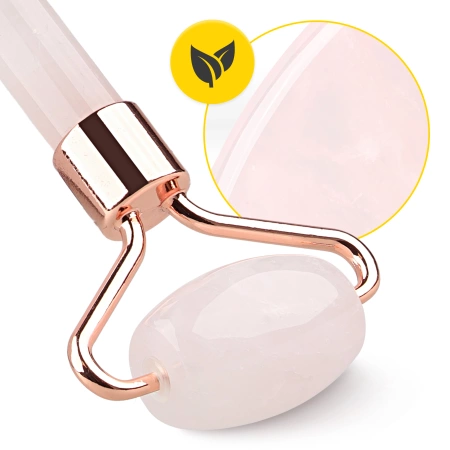 Roller facial din cuarț roz natural