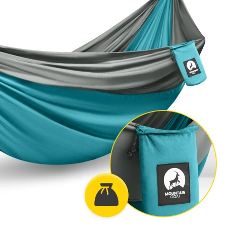 Hamac de călătorie pentru o persoană Mountain Goat gri și turcoaz