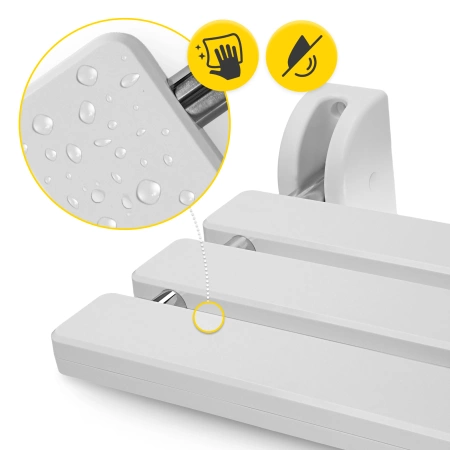 Scaun pliant de baie, montat pe perete