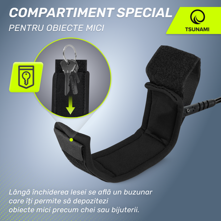 Cablu de siguranță pentru placa SUP TSUNAMI negru