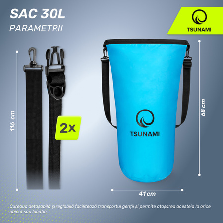 Geantă impermeabilă 30 litri TSUNAMI albastru