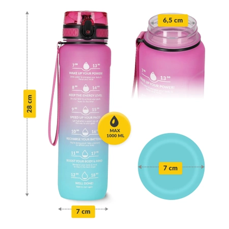 Sticlă de apă cu scală temporală 1 L