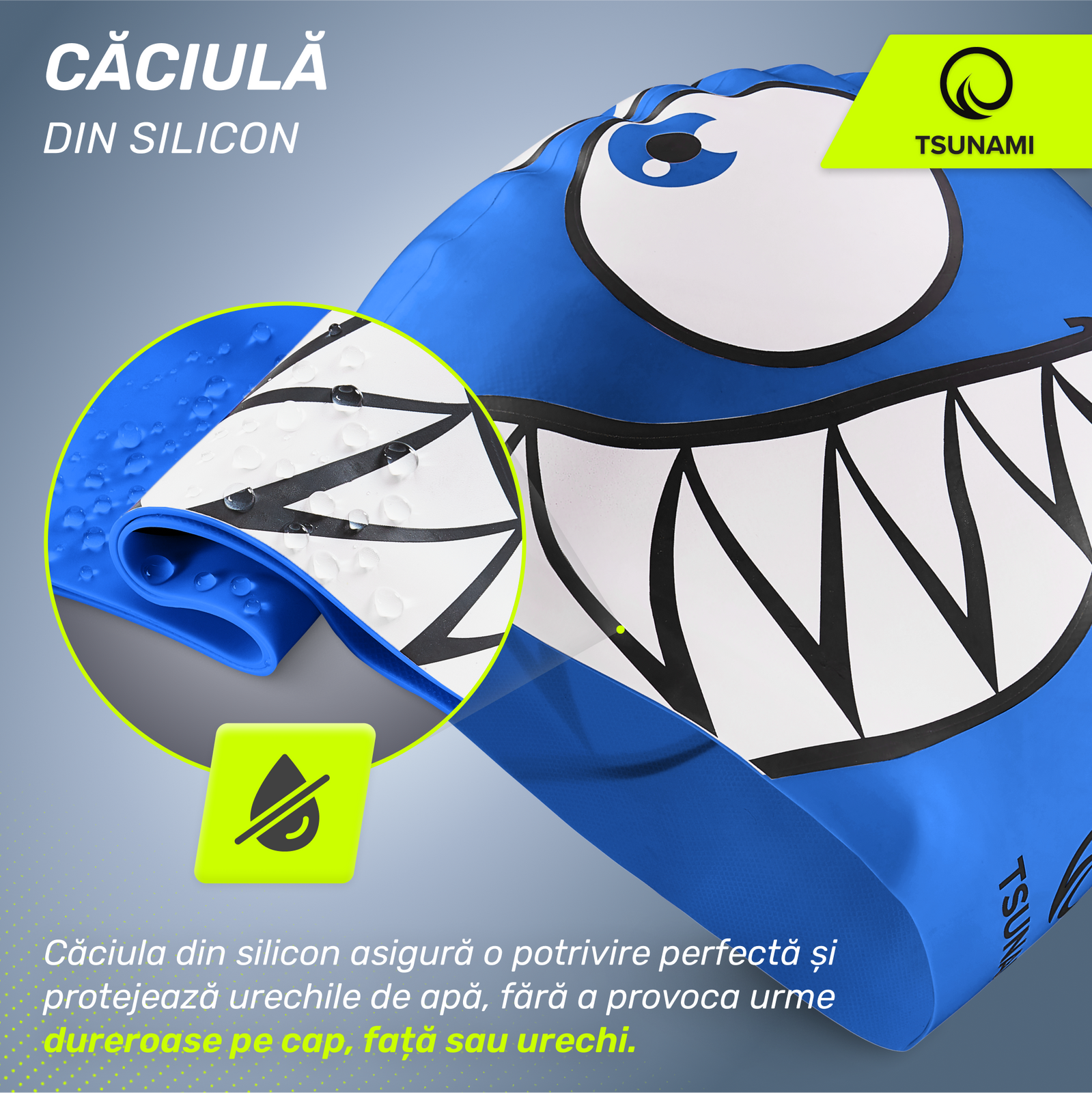 Căciulă de înot pentru copii SHARK