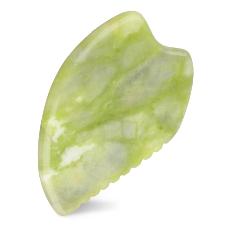 Piatra Gua Sha canelată din jad verde natural