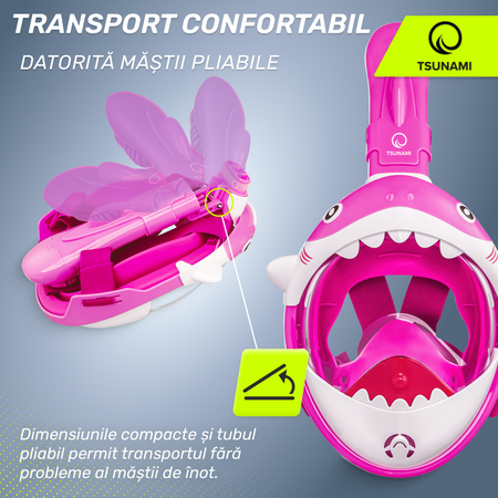 Mască de scufundare pentru copii TSUNAMI SHARK roz