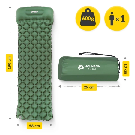 Saltea turistică gonflabilă pentru o persoană MOUNTAIN GOAT