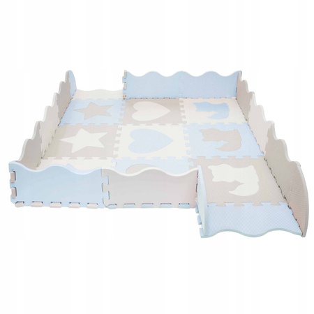 Covor puzzle educațional pentru copii 120 x 120 cm albastru