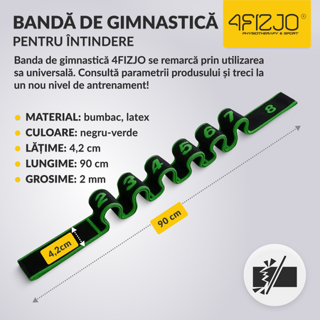 Bandă de întindere gimnazială 90 cm verde