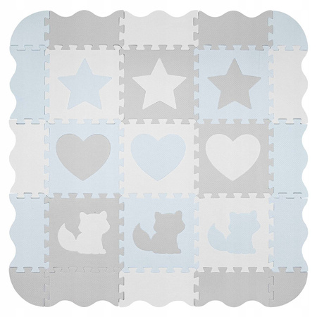 Covor puzzle educațional pentru copii 120 x 120 cm albastru