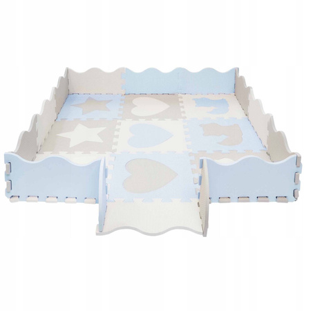 Covor puzzle educațional pentru copii 120 x 120 cm albastru