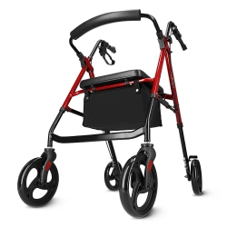 Cărucior cu patru roți cu scaun și geantă roșu