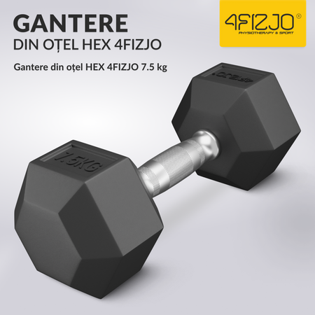 Ganteră din oțel HEX 7,5 kg (1 Bucată)