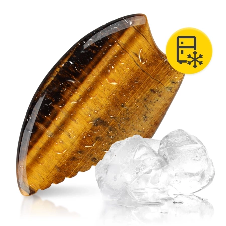 Piatra Gua Sha canelată din cuarț natural Tiger Eye