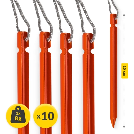 Set de cuie de cort din aluminiu 15 cm 10 buc. - triunghiulare