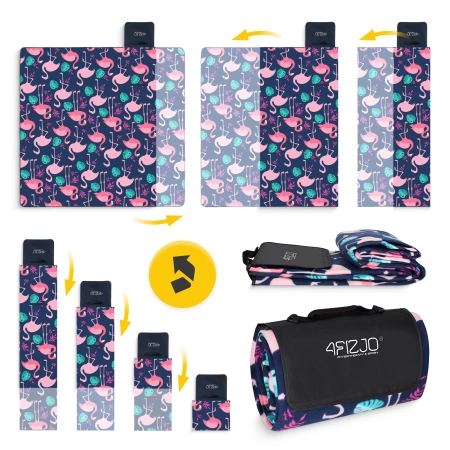 Pătură de picnic pentru plajă cu izolație 200 x 200 cm flamingi