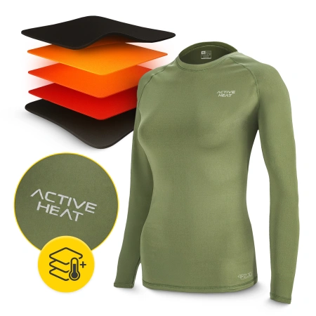 Tricou termic unisex cu mâneci lungi – verde, mărime XL