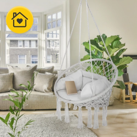 Leagăn de grădină BOHO cu pernă Gri