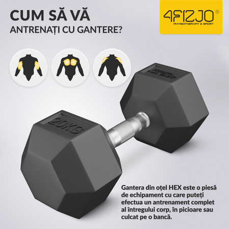 Ganteră din oțel HEX 20 kg (1 Bucată)