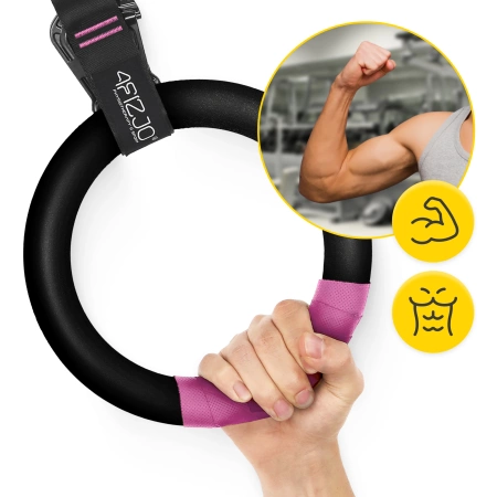 Inele de gimnastică ABS negru și roz