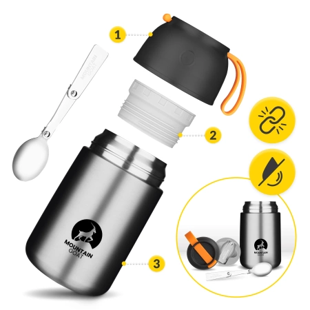 Termos pentru prânz din oțel inoxidabil 720 ml argintiu