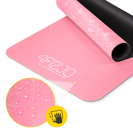 Covora de yoga și exerciții din piele de căprioară 1,5 mm roz