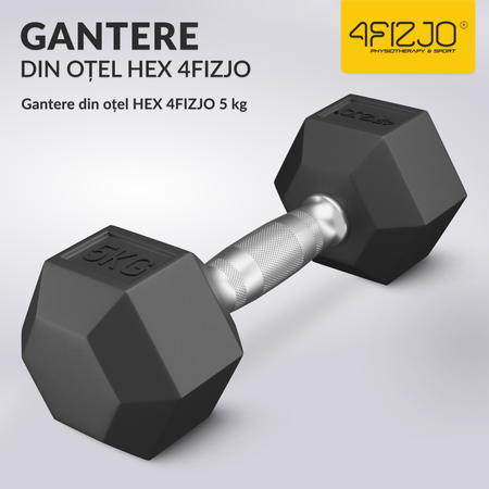 Ganteră din oțel HEX 5 kg (1 Bucată)