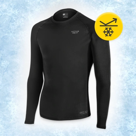 Lenjerie termică unisex – set negru compus dintr-un tricou și pantaloni, mărimea S