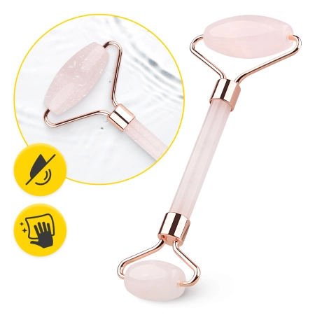 Roller facial din cuarț roz natural